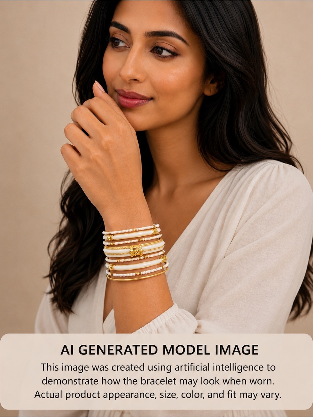 Vintage Gold & Ivory Set of 8 Bangle Bracelets
